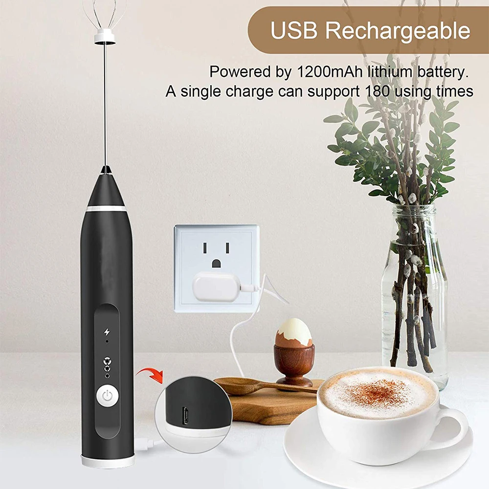 3 скорости 2 в 1 Usb Электрический блендер для вспененного молока миксер венчик