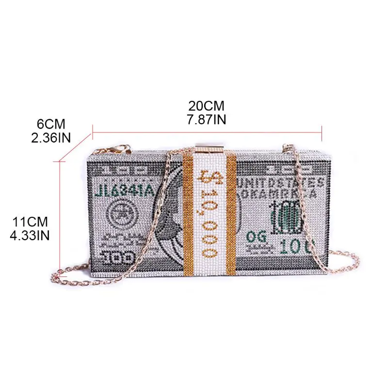

Stack of Cash Clutch Purses Women Crystal Evening Bags Designer Rhinestones Handbags High Quality and Brand New