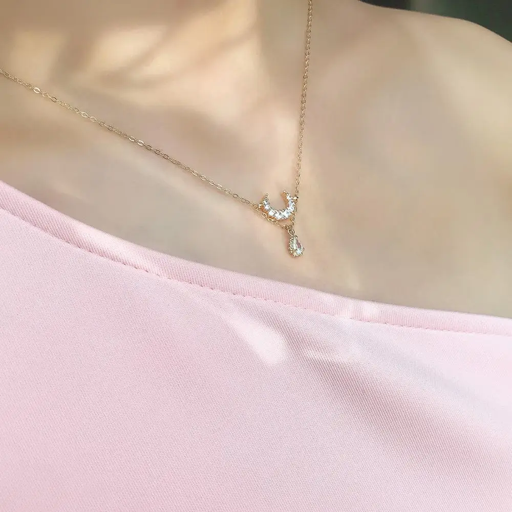 Высококачественное ожерелье CCijiNG из искусственного циркония в форме капли Луны