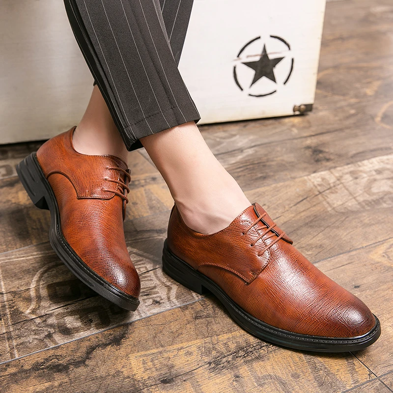 Модные мужские туфли-оксфорды Повседневная кожаная обувь для мужчин Оксфорды со