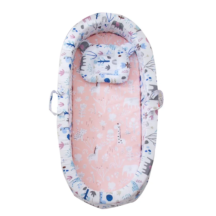 New 90*45cm Baby Nest Bed with Pillow Portable Crib Travel Infant Toddler Cotton Cradle for Newborn Bassinet Bumper | Мать и ребенок