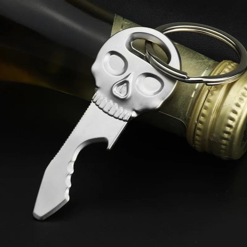 Stainless Steel Skull-Keychains Fashion Skeleton-Key Chains Key Rings Bag Charm Gifts Beer-Bottle-Opener-tools