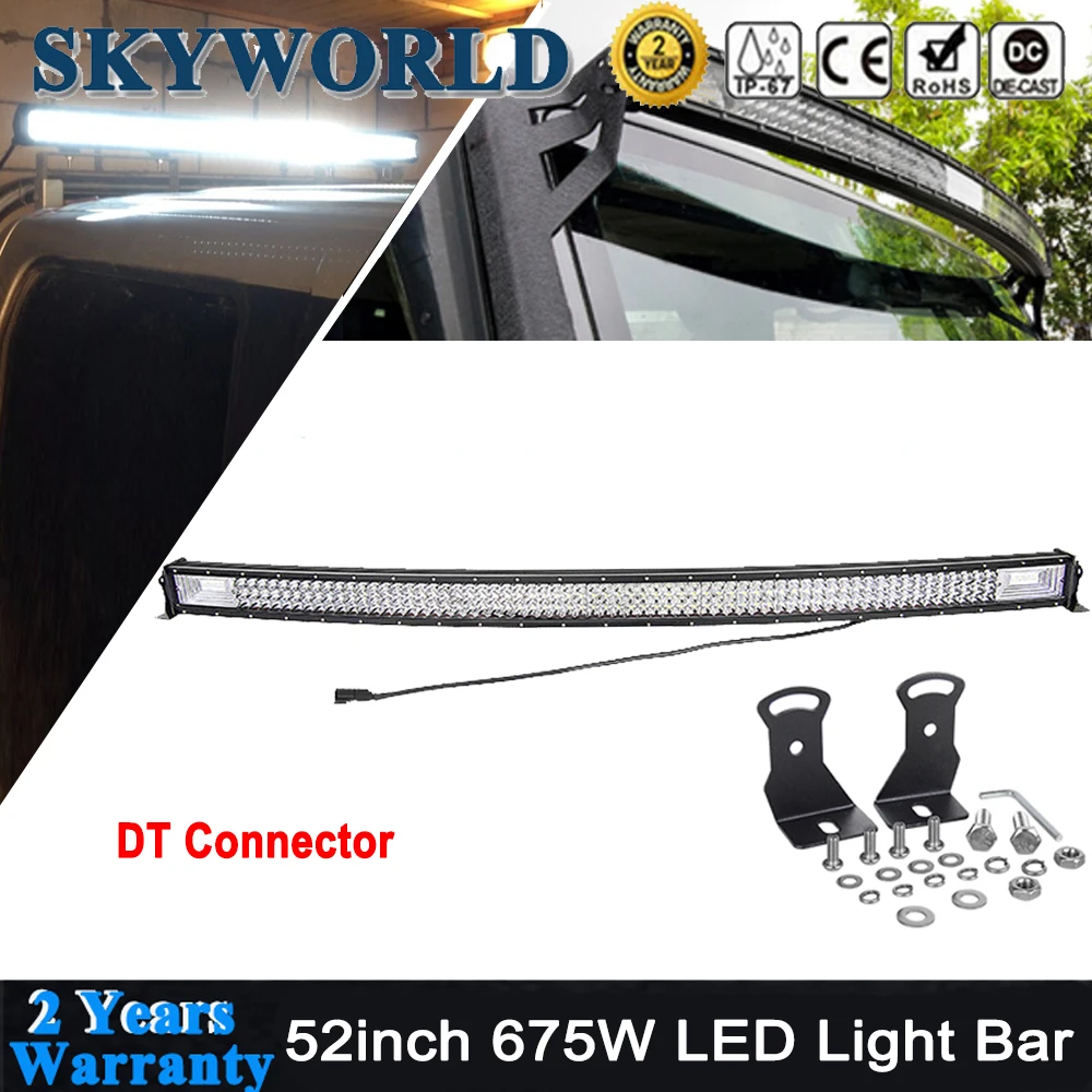 

52" 675W Curved LED Bar Offroad 4x4 Light Bar 12V 24V for Jeep SUV Truck 4x4 ATV Uaz Kamaz Trailer Pickup Camper Tractor Lamp