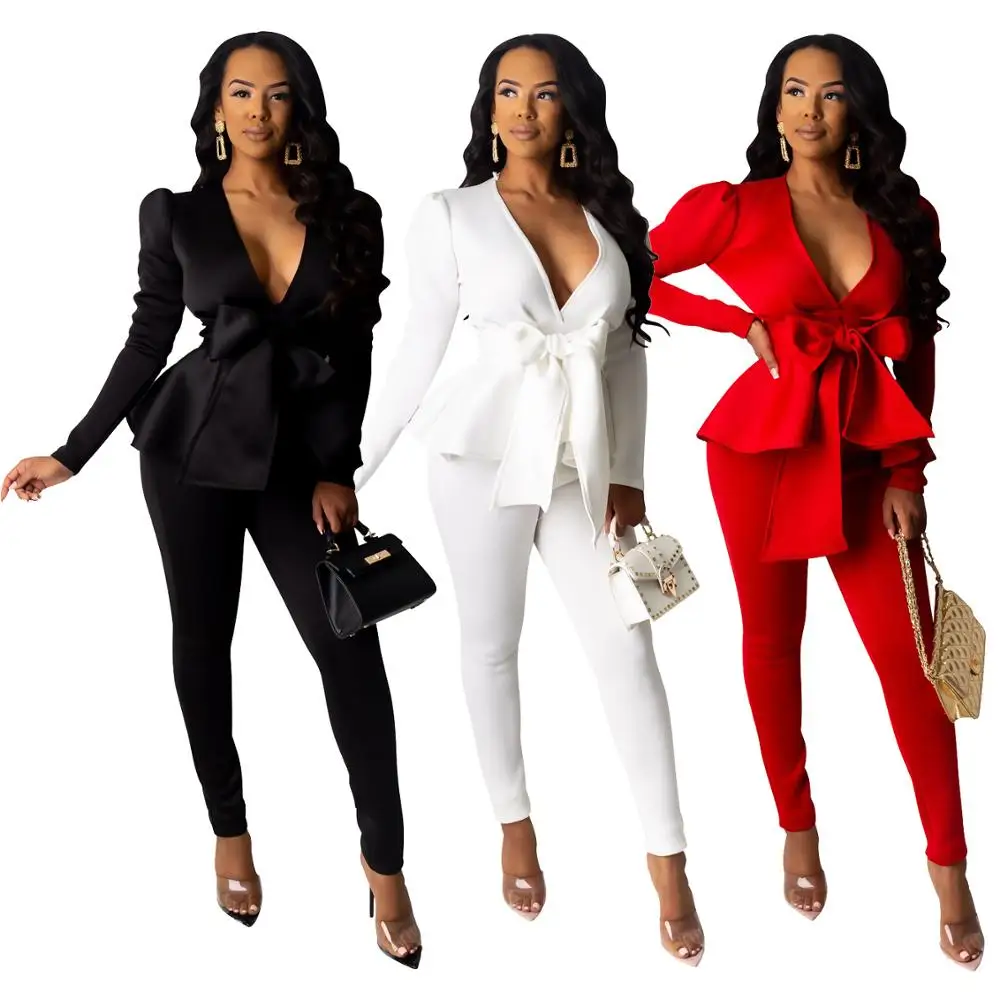 Женский офисный костюм комплект из двух предметов с длинным рукавом зимний