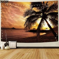 nknk brand sunset tapiz beach tenture mandala coconut tree rug wall landscape wall tapestry wall hanging boho decor witchcraft