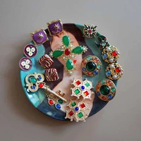 retro baroque vintage enamel earring colorful treasures antique earrings wedding accessories for women