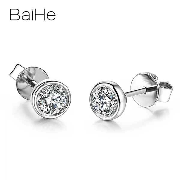 BAIHE, 18 К, белое золото, 0.20CT SI/H, натуральные бриллианты, хорошее ювелирное изделие, свадебный подарок, обручение, модные женские серьги-гвоздики