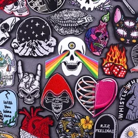 patches on clothes stickers hippie rock stripes embroidered patches for clothing iron on patch skull biker stripes for jackets