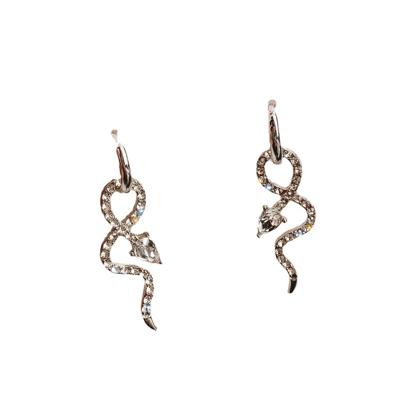 

Design Sense Silvery Zircon Snake Dangle Earrings for Women Korean Fashion Jewelry New Gothic Party Girl's Unusual Earrings