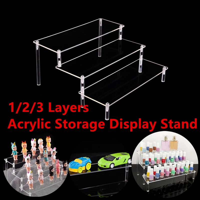 1/2/3 Layers Transparent Acrylic Display Stand Nail Polish Storage Shelf Box Detachable Action Figure Toy Model Doll Display