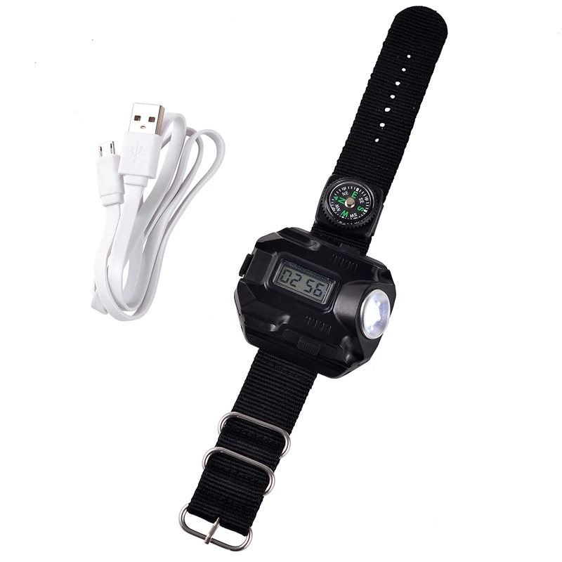 Multifunctional Waterproof Sports Usb Charging Led Wrist Watch Torch With Rechargeable Lighting Flashlight | Спорт и развлечения