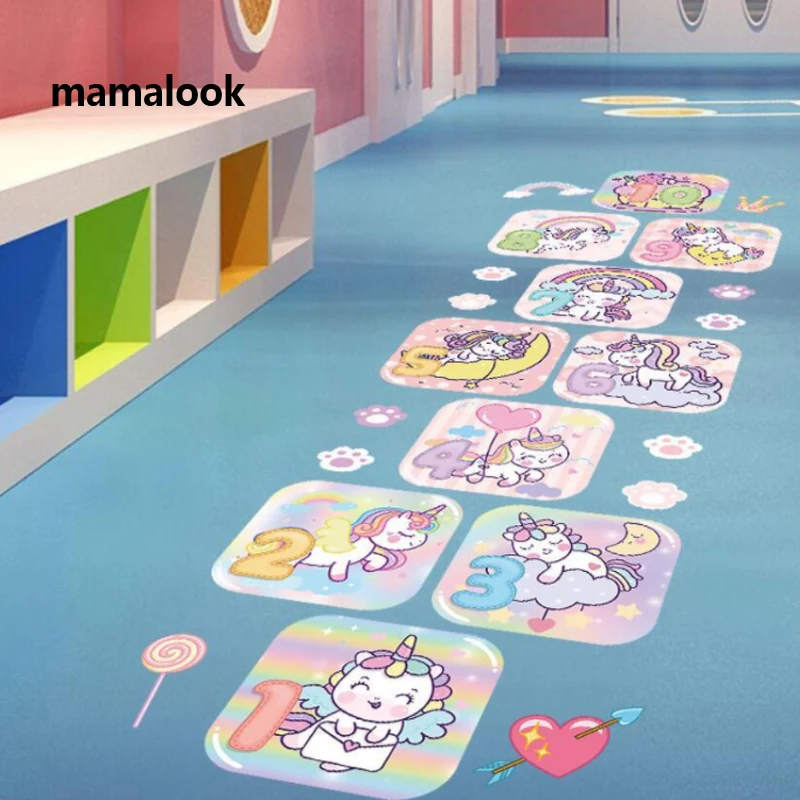 

Hopscotch Hopping Plaid Kindergarten Children's Room Early Education Hallway Floor Decoration Sticker