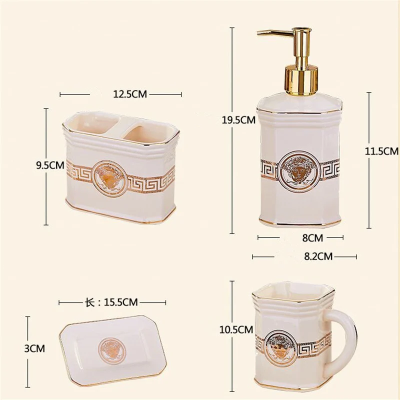 bathroom accessories set ceramic liquid soap dispenser toothbrush rack gargle cup wedding gift birthday present free shipping free global shipping