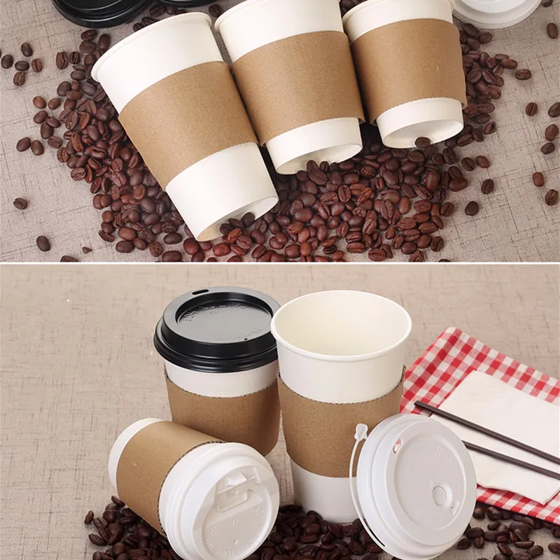 Бумажная кофейная чашка 25 шт. одноразовая бумажная с крышкой упаковка для