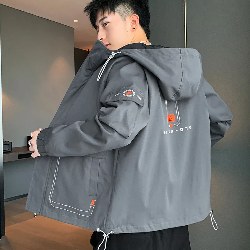 

jacket men Casual new autumn tooling Plus Size jacket men loose gown youth clothes men's trend Overcoat New Coats Streetwear