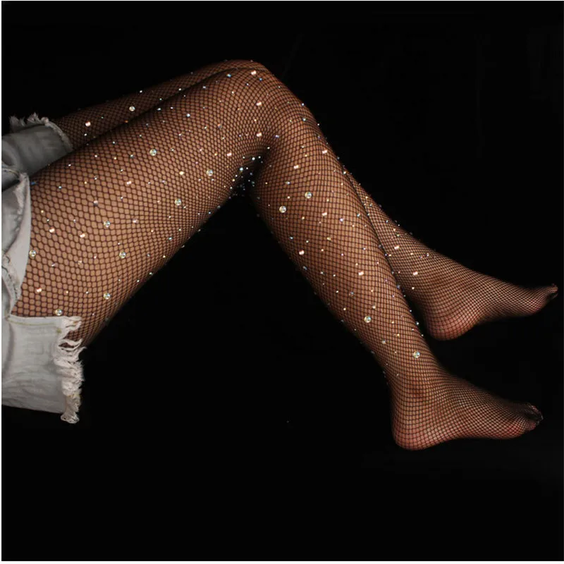 Sexy Women Fishnet Tights Gorgeous Sparkle Rhinestone Hollow Out Bling Pantyhose Slim Club Party Wear | Женская одежда