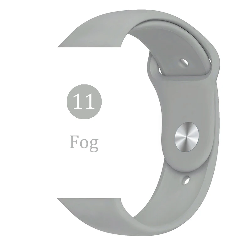 Мягкий силиконовый сменный спортивный ремешок для Apple Watch 5 4 3 2 1 38 мм 42 мм ремешок для часов Iwatch series 4 40 мм 44 мм - Цвет ремешка: 11 Fog