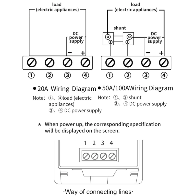 20A/50A/100A LCD 4 в 1 DC напряжение тока измеритель мощности Вольтметр Амперметр Датчик