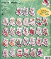 oneoom gold collection counted cross stitch kit tiny stocking ornament christmas ornaments 30 pcs stockings bucilla 84293