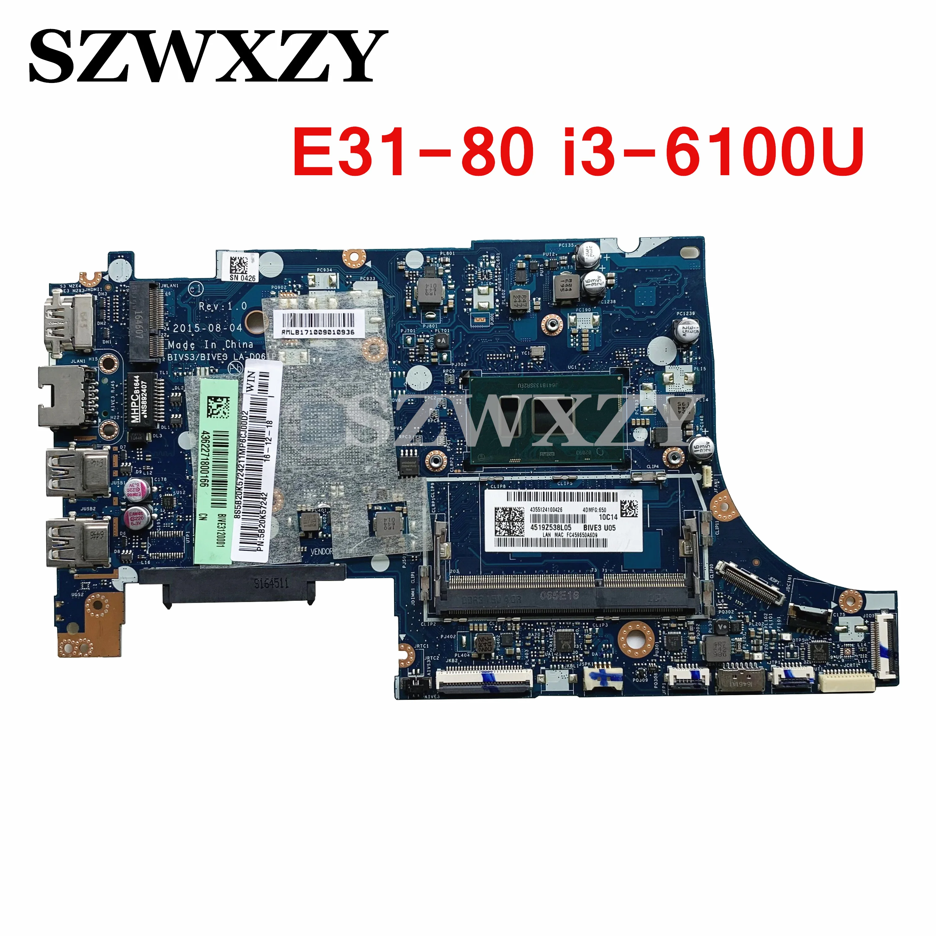 Высококачественная материнская плата для ноутбука Lenovo E31 80 5B20K57242 BIVS3/BIVE3 LA D061P DDR3L с
