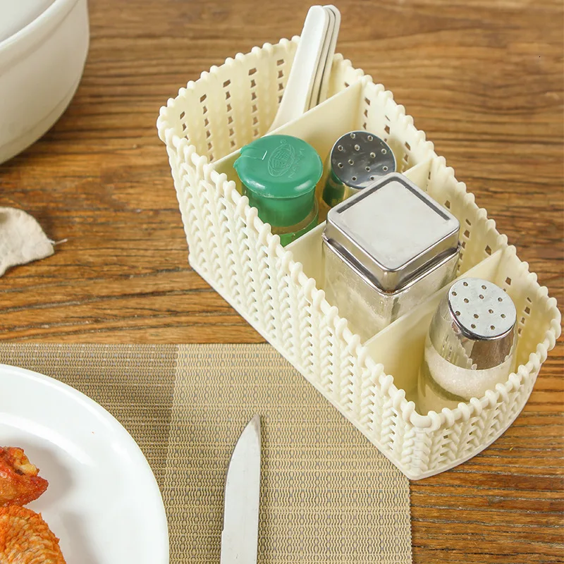 Rattan Cosmetic Storage Box Plastic Makeup Organizer Home Office Desk Storage Brush Holder Case Sundries Basket Object Container