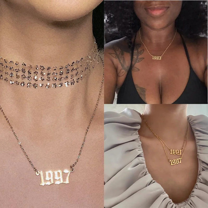 2020 новый год Номер золотые ожерелья и подвески покрытые длинная цепь