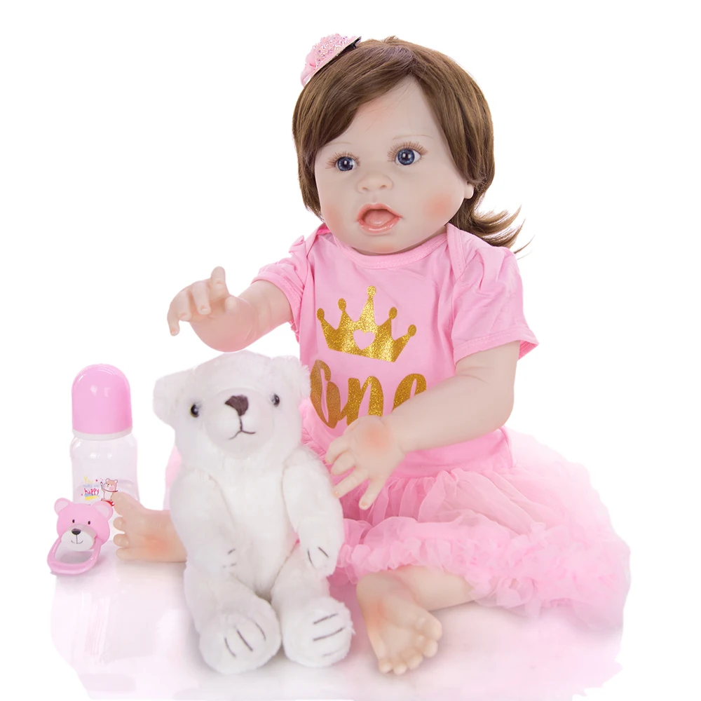 Очень милая кукла маленькой девочки 55 см Виниловая силиконовая реборн Детские