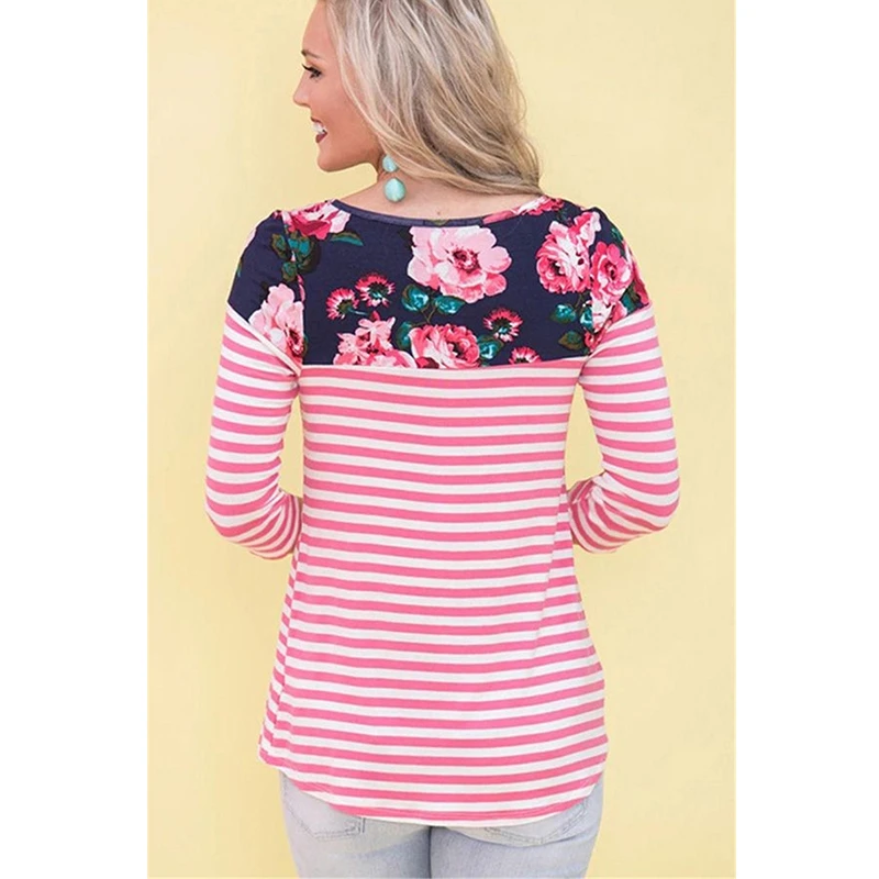 ENXI/рубашка для беременных с цветочным принтом в полоску стиле пэчворк Одежда