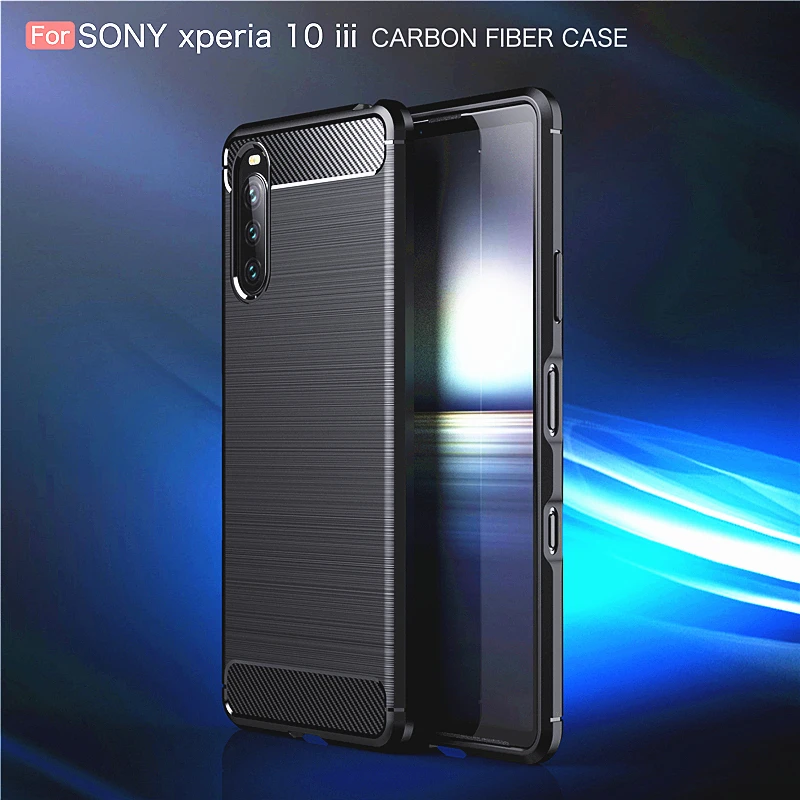 

For Sony Xperia 10 III Case Carbon Fiber Anti-knock Bumper Silicone Armor Case For Sony Xperia 10 III Xperia 10 II Xperia 1 III