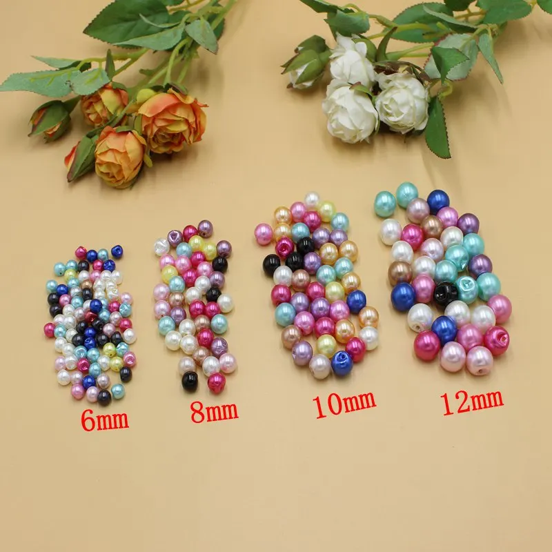 50pcs/lot 6/8/10/12mm Sewing supplies pearl buttons sdark hole plastic Decorative Buttons decorative diy accessories - купить по