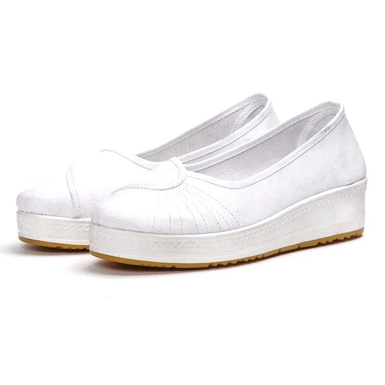 Тканевые белые туфли для работы в стиле старого Пекина женские тонкие с мягкой