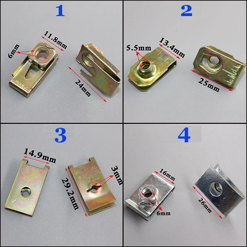 165 шт./компл. U Тип металлическая прокладка зажимы авто крепеж дверь автомобиля