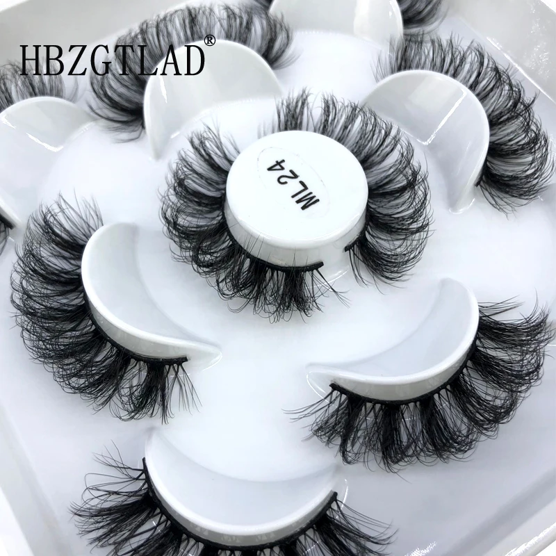 

5 Pairs 3d Mink Dramatic Volume Lashes Bulk Faux Thick Long Wispy Natural Mink Lashes Pack Short Wholesales Natural False lashes