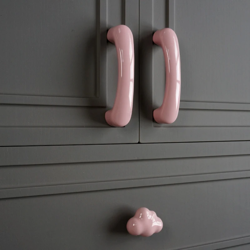 

Children's room cartoon cute clouds moon stars brass base + ceramic Knob cabinet door wardrobe drawer handle