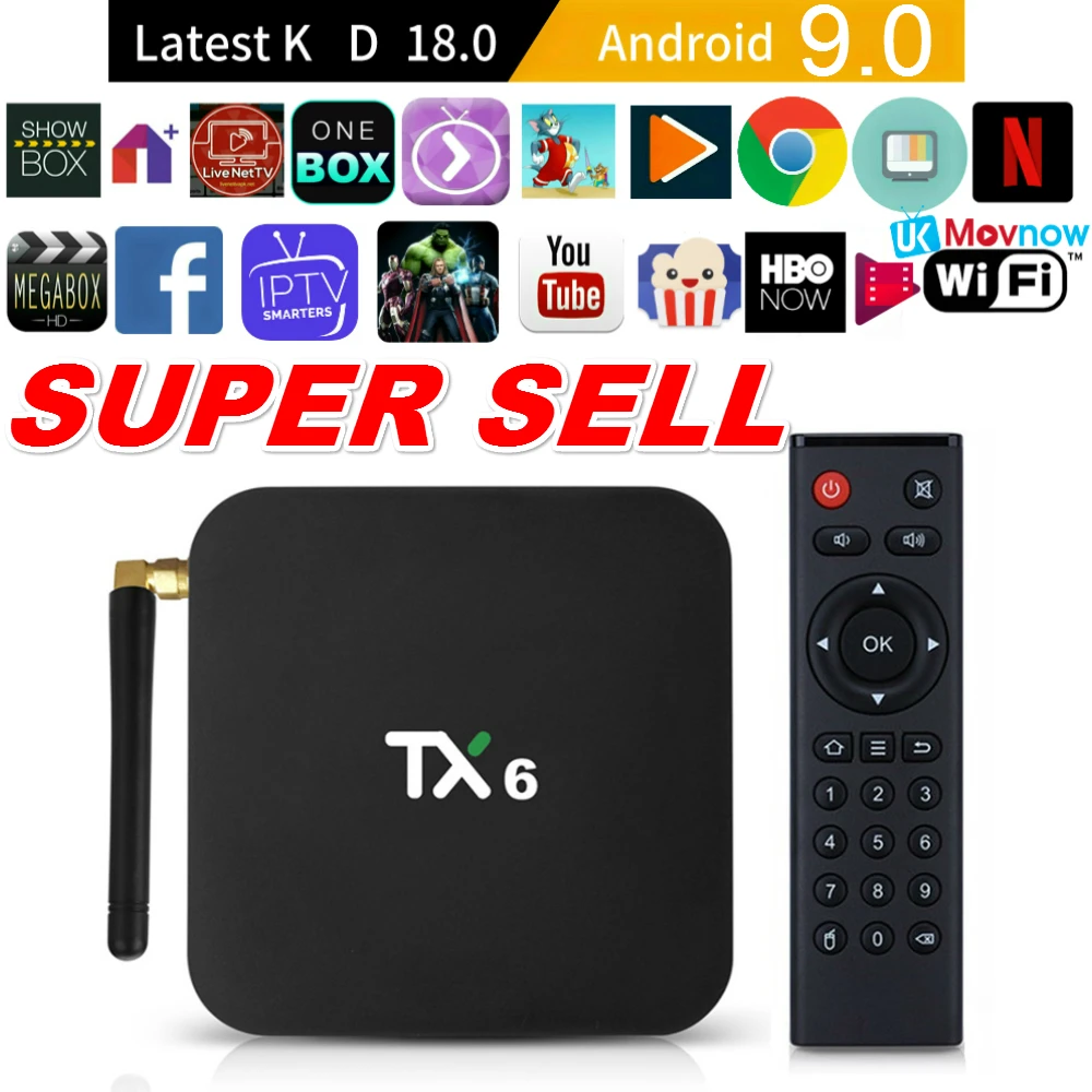 T ТВ коробка 2019 TX6 Android BOX 9 0 2 ГБ/16 ГБ/4 ГБ/32 ГБ 4 ГБ/64 Гб Allwinner H6 ядра H.265 4K USB 3 4G/5G Wi Fi
