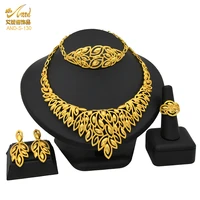 nigeria necklace sets bridal 24k gold color jewellery wedding dubai hawaiian pakistani saudi gift womens big earrings bracelet