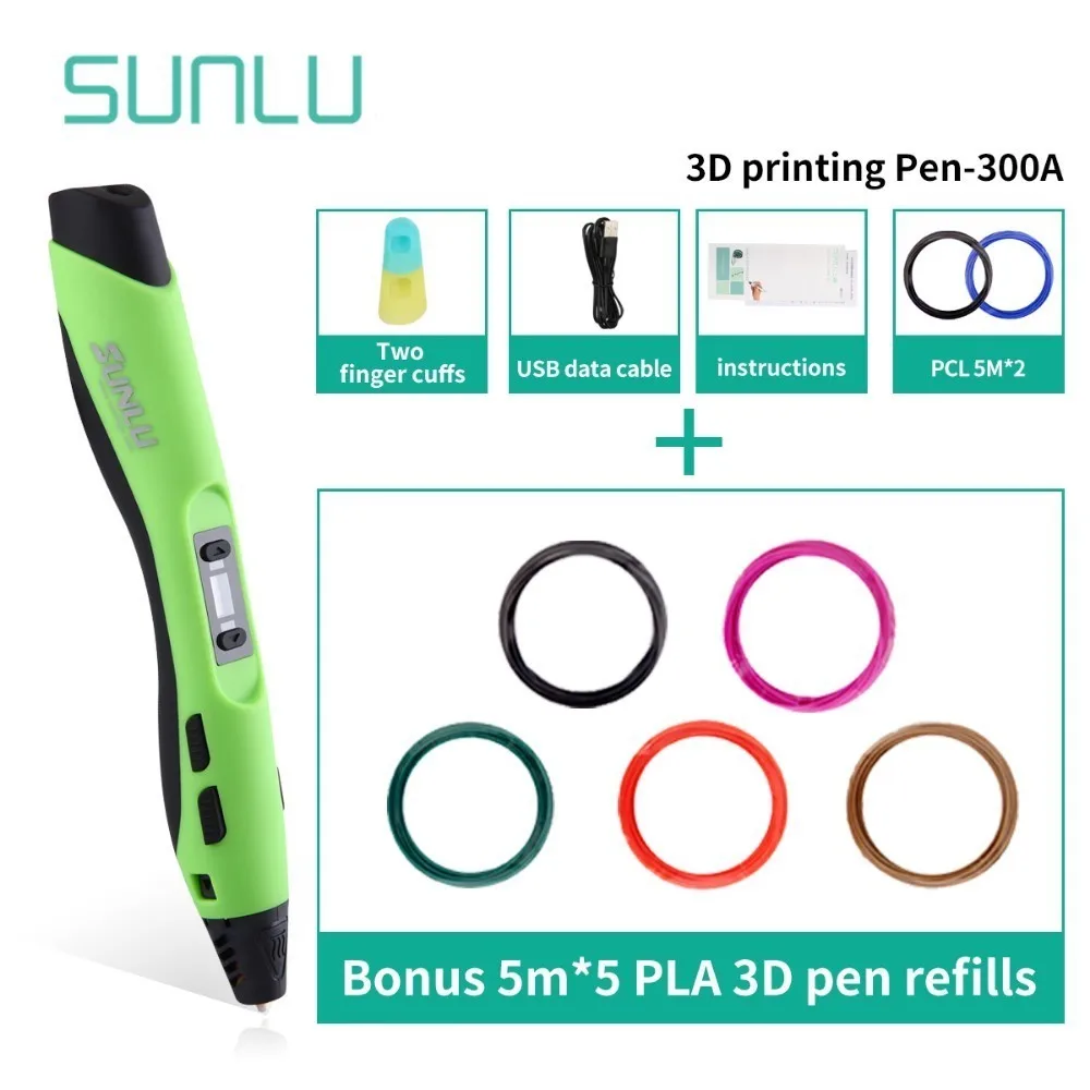 SUNLU 3D печать Ручка SL-300A низкая температура дети 3D Ручка для рисования поддержка пла/АБС/PCL нити Лучший подарок для детей и взрослых