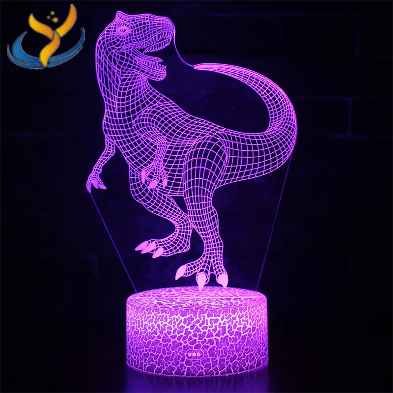 

Маленький динозавр креативный узор креативный ночник 3D красочный сенсорный пульт дистанционного управления праздничный светильник подар...
