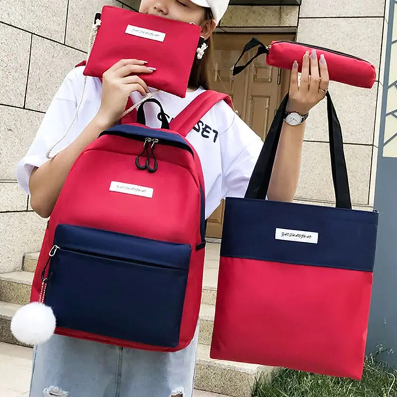 

2020 4 шт холщовый рюкзак, лоскутные рюкзаки, школьные сумки на плечо, книжный мешок, чехол-карандаш, набор для девочек-подростков