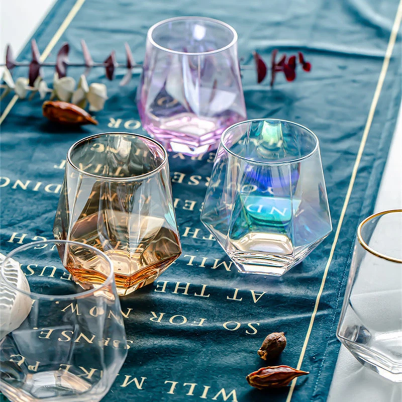 

Diamond Glass Creative Personality Six-sided Glass Cup with Diamond Face Handmade Beer Mug Tea Glass Whiskey Glass Cup Drinkware