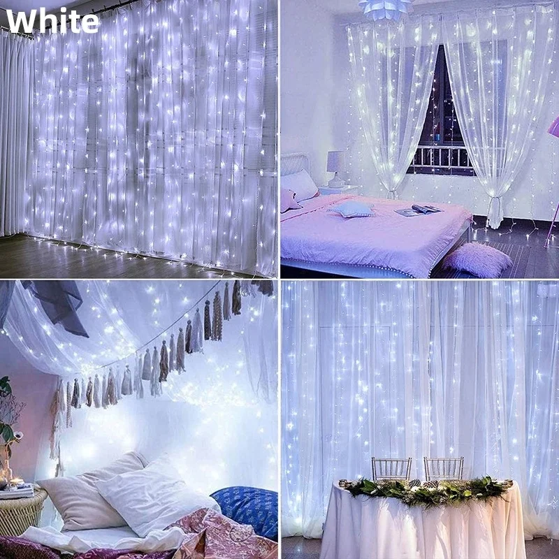 

3M LED USB Power Remote Control Curtain Christmas Garland Lights Fairy Lights LED String Lights Party Garden Home Wedding Decor.