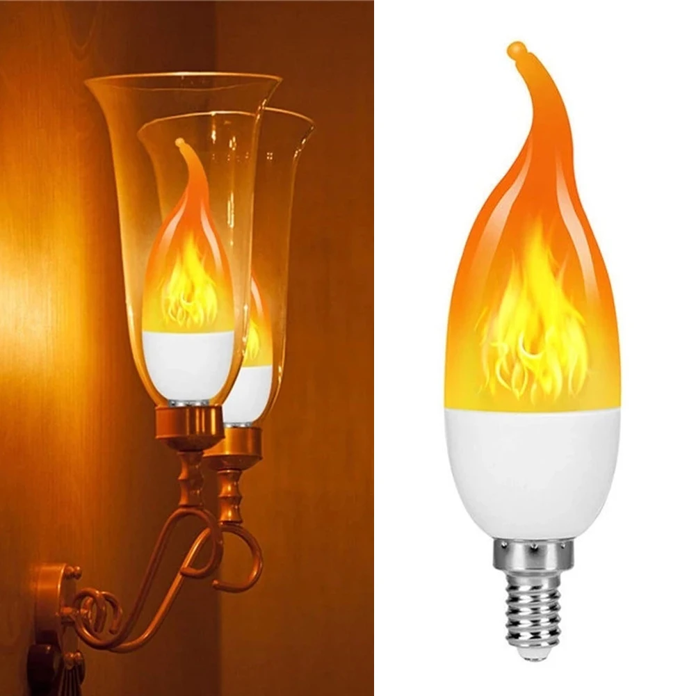 

LED Flickering Flame Lamp SMD2835 Candle Tail Effect Bulb Fire Light 300LM E12 E14 E27 For Christmas Dinner Atmosphere Lighting