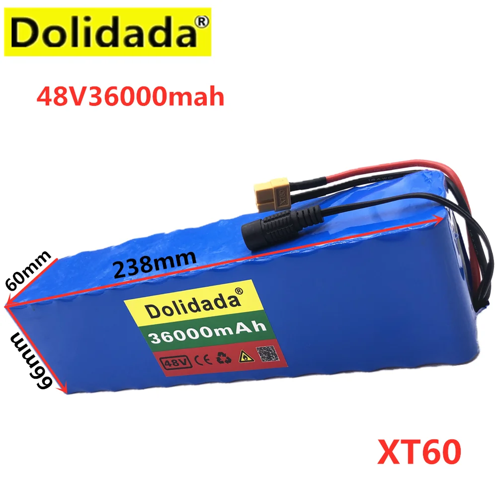 

Новинка 2021, аккумулятор Dolidada XT60 с интерфейсом 48 В, аккумулятор 13S3P 36 Ач, аккумулятор высокой мощности 500 Вт, аккумулятор большой мощности 48 В м...