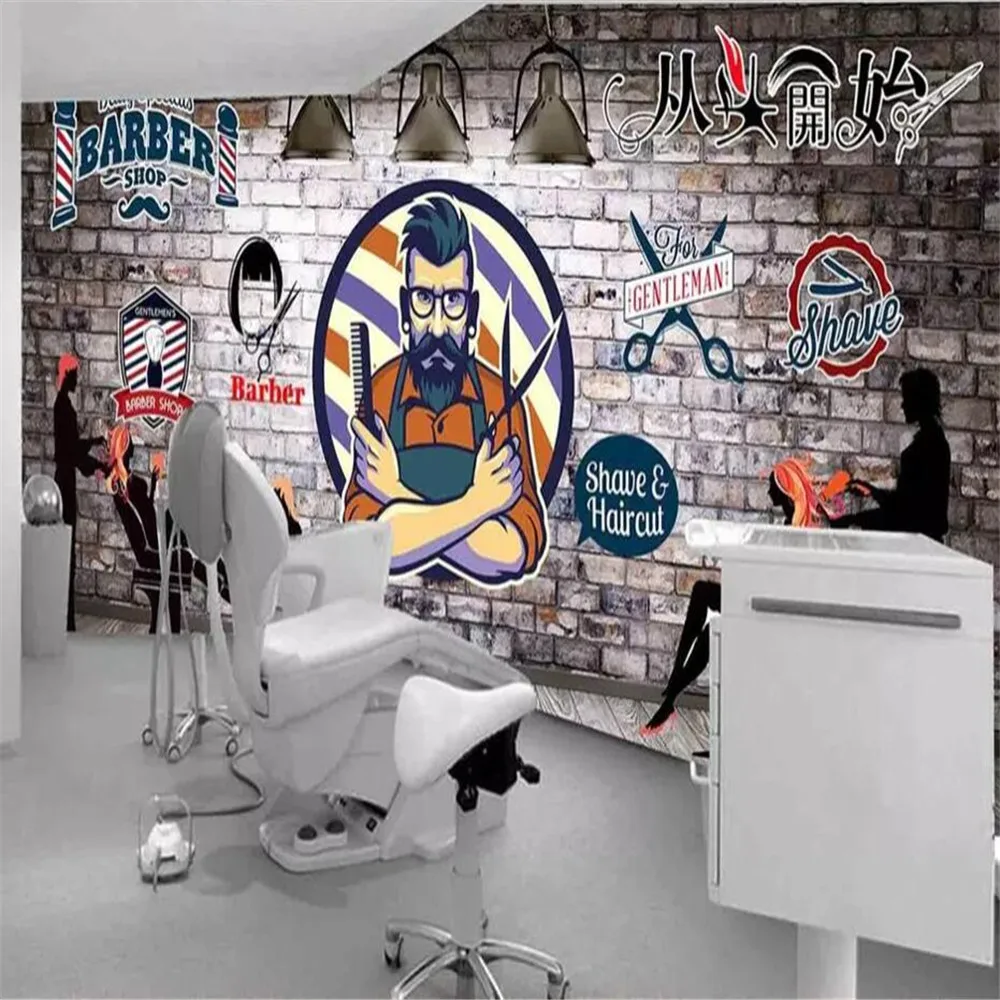Милофи настенная роспись на заказ в стиле ретро барбершопа для декорации большой обоев.