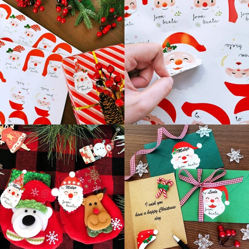 

10 Sheets 90 Pieces Christmas Present Name Tags Stickers Cute from Santa Smile Labels for Xmas Gift Wrapping Party Favor