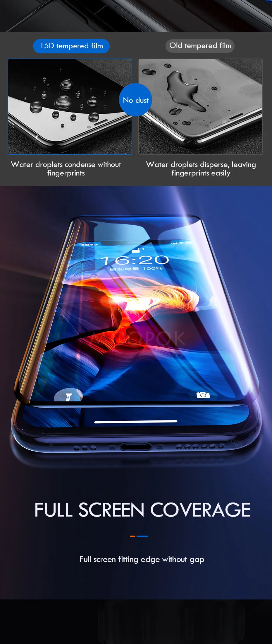 15D закаленное стекло для iPhone X 7 8 6 Plus защита экрана полное покрытие защитное стекло для iPhone XR XS 11 Max 6 7 пленка
