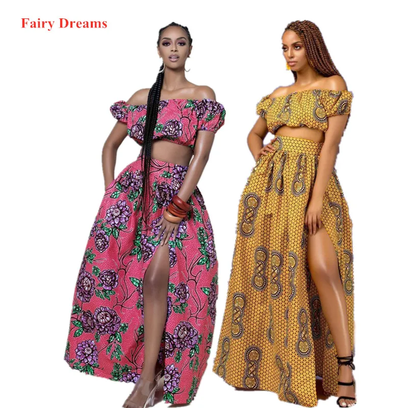 Комплект из 2 предметов для женщин традиционная африканская одежда топы и юбка
