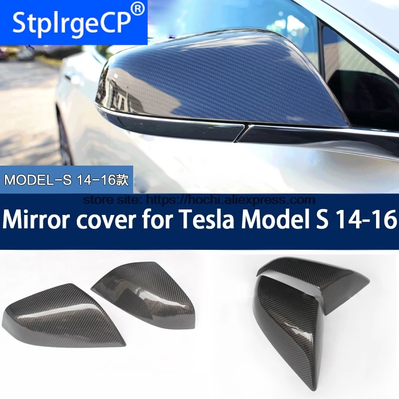 

Honchi Carbon fiber mirror cover For Tesla model S 60 70 P85 P90D 4 door sedan rear view mirror cover gloss black 2014 - 2016