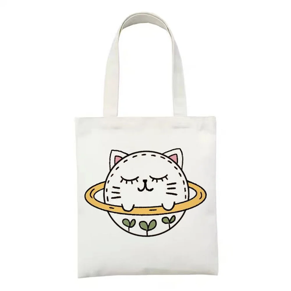 

New 2021 Canvas Cute Animals Bags Eco Reusable Shopping Bags Foldable Shoulder Bag Students Casual Handbag Ladies Casual Totebag