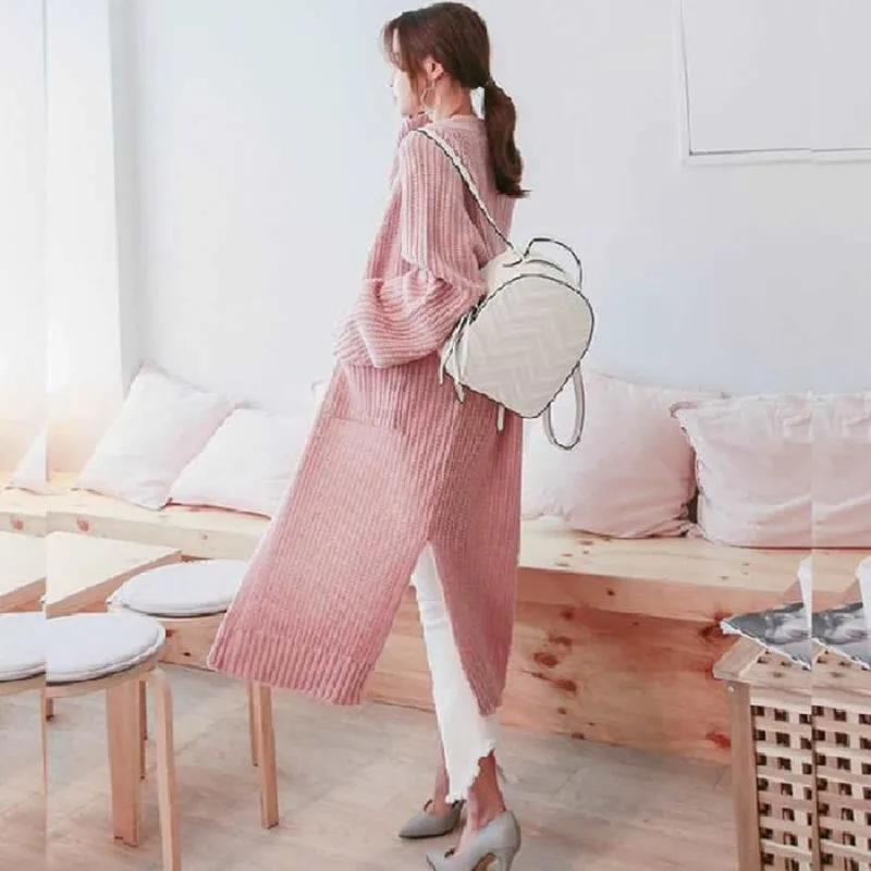 Зимний свитер женский новый осенне-зимний длинный стильный пальто Женский